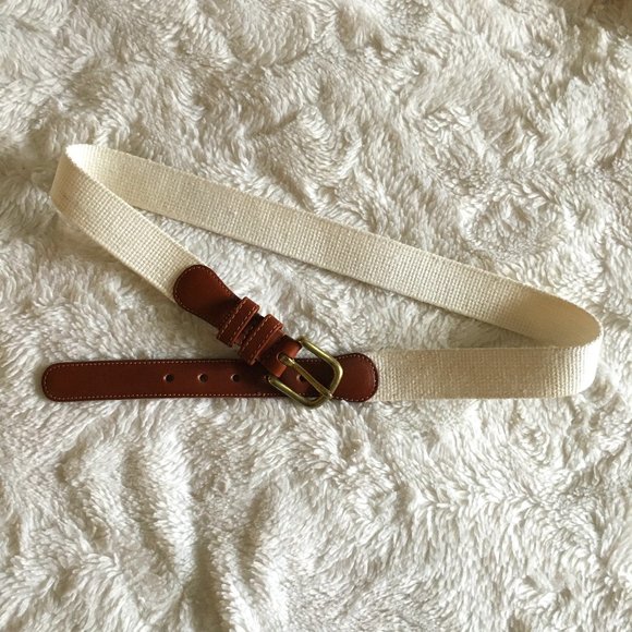 Vintage Authentic Coach Natural Linen and Leather Belt - Picture 1 of 11